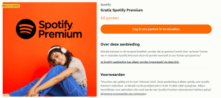 4 maanden Spotify Premium voor 60 punten van Thuisbezorgd