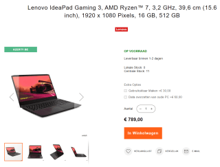 Lenovo IdeaPad Gaming 3 15ACH6 82K201MWMB, (Azerty) voor €789