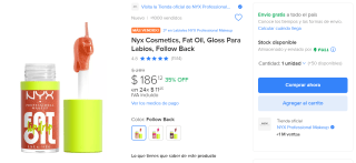 Nyx Cosmetics Fat Oil Gloss Para Labios Follow Back por $186 en Mercado Libre