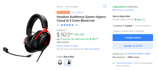 Headset HyperX Cloud III 3 por $924 | Descuento Mercado Libre