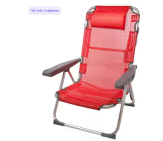 Silla de playa plegable Aktive reclinable con asa de transporte y cojín Peso máx 110Kgr medidas 48x60x90cm por solo 31,21€