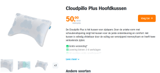 Cloudpillo Plus hoofdkussen voor €50 bij Albert Heijn