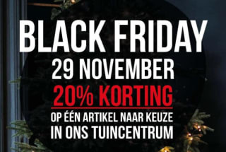 20% korting op een artikel naar keuze bij Tuincentrum Leurs voor Black Friday
