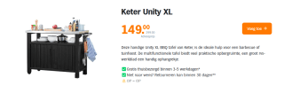 Keter Unity XL BBQ tafel - 134x52x90cm - 207L voor €149 in de AH voordeelshop