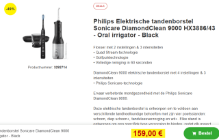 Philips Sonicare DiamondClean 9000 - Elektrische tandenborstel - Waterflosser voor €165,99 bij Proshop