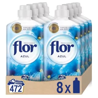 PACK de 8 - Suavizante FLOR para la ropa aroma azul 8 botellas, 472 dosis Por 20,34€