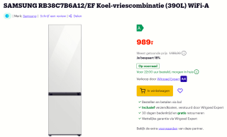 SAMSUNG RB38C7B6A12/EF Koel-vriescombinatie (390L) voor €989 bij Bol.com