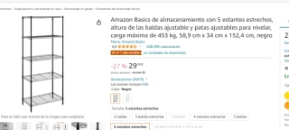 Estanterías metálica Amazon Basic por 29.49€