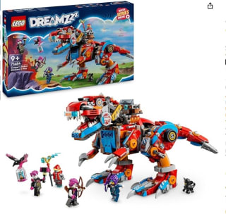 Set LEGO DREAMZzz 2 en 1 Dinosaurio Robot C-Rex de Cooper Pterodáctilo de Juguete Reconstruible, Figura Articulada de T. Rex y 4 Minifiguras por 55,99€