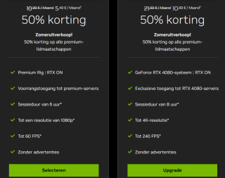50% op alle Geforce premium lidmaatschappen