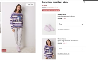 Conjunto de zapatillas y pijama Snoopy por 15,28€