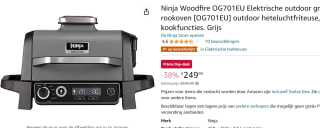 Ninja Woodfire outdoor grill voor €249,99 bij Amazon.de