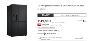 Réfrigérateur américain LG GSLC40EPEE - 638L Noir à 1.149,99€