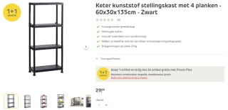 1+1 gratis op Keter kunststof stellingskast bij Praxis
