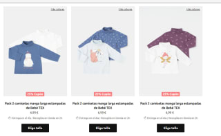 Descuento de -25% en ropa adulto infantil y bebé (acumulable)