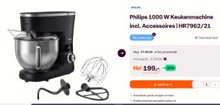 Philips 1000 W Keukenmachine incl. Accessoires voor €199 bij Ibood
