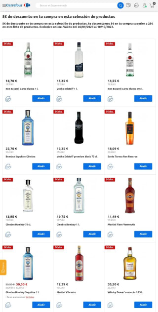 -5€ de descuento directo por la compra de 25€ desde Carrefour.