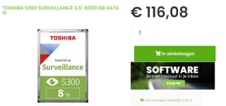 8TB Toshiba S300 Pro Surveillance HDWT380UZSVA voor €116,08 bij Sicomputers