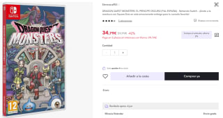 Dragon Quest Monsters El Principe Oscuro Switch por 34,79€ (cuenta nueva por 22,79€)