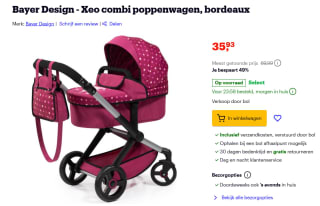 Bayer Design Combi Poppenwagen Xeo voor €39,92 bij Bol