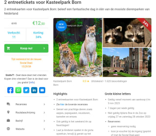 2 entreetickets voor Kasteelpark Born voor €12,50 bij Social Deal BE