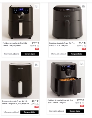 Recopilacion de Freidoras de Aire y Batidoras de Vaso y Mano de la Marca Create con Hasta 54% de Descuento en Privalia