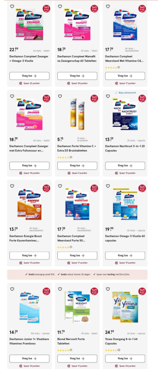 Davitamon 1+1 gratis bij Etos