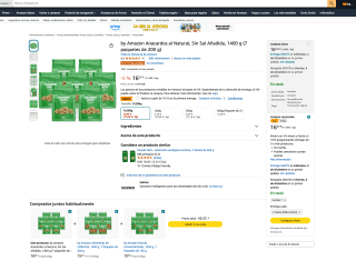 Anacardos al Natural Sin Sal Añadida 1400g 7 paquetes de 200g por 13,02€
