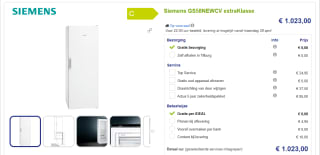 Siemens vrieskast GS58NEWCV voor €1023 bij beterwitgoed