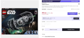 LEGO Star Wars TM Bombardero Tie, Maqueta de Caza Estelar para Construir, Droide Gonk y Mini Figura de Darth Vader, Espada Láser de Juguete por 34.93€