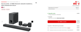 Barra de sonido LG S80QR, Bluetooth, Subwoofer Inalámbrico, 620 W por 417€ (newsletter por 407€)