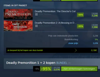 Deadly Premonition 1 + 2 bundel voor €3,07 via Steam