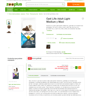 Opti Life Adult Light Medium y Maxi 12,5KG por solo 37,69€