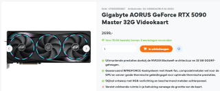 Gigabyte AORUS GeForce RTX 5090 MASTER 32G voor €2.699 bij Uwgamespecialist