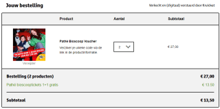 Pathé bioscoop tickets 1+1 gratis bij Kruidvat