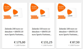 12.5% korting op Zalando Cadeaubonnen met ING rentenpunten + GRATIS 20 euro Sports Footwear cadeaubon