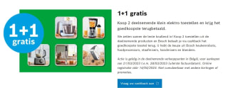 1+1 gratis op Bosch huishoudelijke apparaten bij Bosch-home in België
