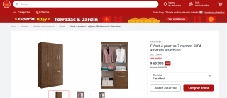 Clóset 4 puertas 2 cajones 5804 amarula Altavision por $69.990