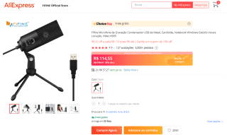 Microfone da Fifine, modelo K669 USB - R$ 114,55