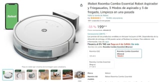 iRobot Roomba Combo Essential Robot Aspirador y Friegasuelos por 199€