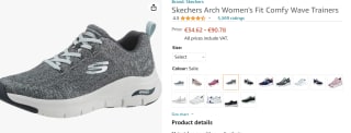 Skechers Arch Fit Comfy Wave dames sneakers voor €34,62 bij Amazon.nl