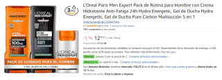 3 Unidades de L'Oreal Paris Men Expert Pack de Rutina para Hombre con Crema Hidratante Anti-Fatiga 24h Hydra Energetic, Gel de Ducha Hydra Energetic, Gel de Ducha Pure Carbon Multiacción 5 en 1 por 24.27€