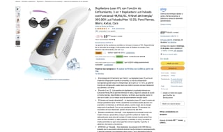 Depiladora Laser IPL con Función de Enfriamiento 3 en 1 Depiladora Luz Pulsada con Funcional HR/RA/SC 9 Nivel de Energía/Max 19.35J por solo 55,22€