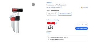 PARKSIDE® Inbussleutel- of steeksleutelset voor €2,99 in de Lidl webshop