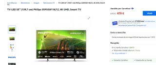 TV 55 pulgadas Philips 55PUS8118/12 UHD 4K, Ambilight, Pixel Ultra HD por 479€