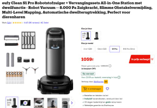 Eufy clean S1 pro robotstofzuiger met vervangingssets voor €1059 bij Bol
