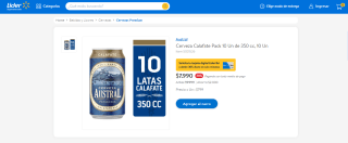 Pack de 10 cervezas Austral Calafate de 350 cc por $7.990