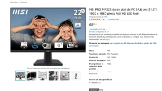 Monitor MSI PRO MP225 écran plat de PC 54,6 cm (21.5") por 68,99€