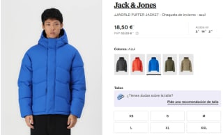 Chaqueta para Hombre Jack & Jones JJWORLD PUFFER por 18.5€