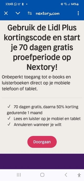 70 dagen Nextory gratis in Lidl plus app